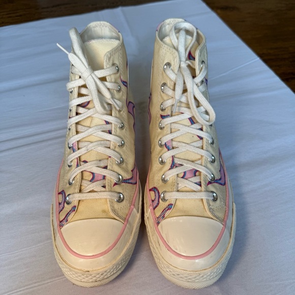 Golf Converse Women's High-Top Sneakers - Cream and Purple flames Size 8 - Picture 3 of 14